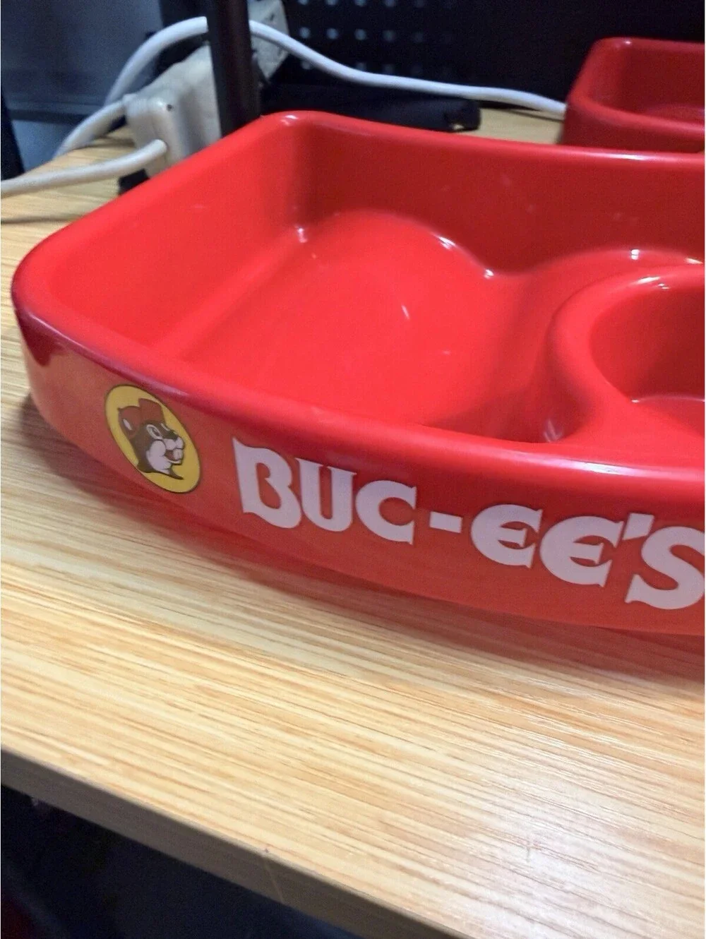 3 Buc-ee's Kids Red Snack Trays With Built In Cup Holders *